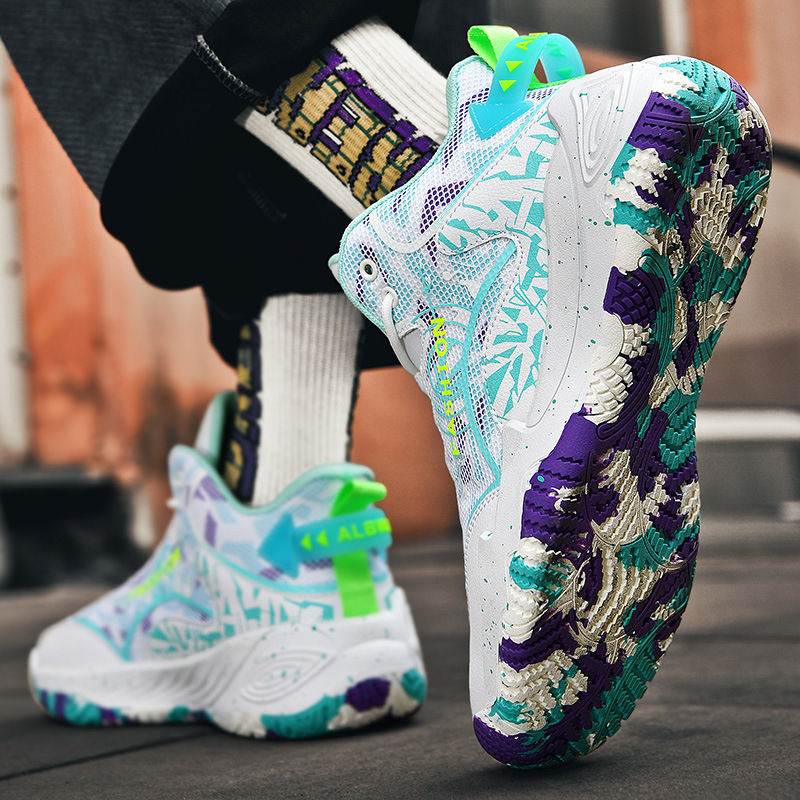 Chaussures de basket-ball explosives d'automne pour garçons, chaussures pour enfants, pour garçons, étudiants, toute la tendance des élèves du secondaire, chaussures de combat réelles_voghion.com