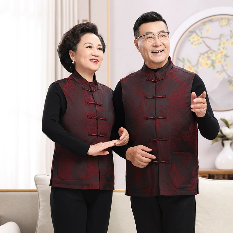 Средние и пожилые мужчины и женщины в весенне-осенний и весенний танский жилет утолщены, дедушка, бабушка, национальная одежда, пальто