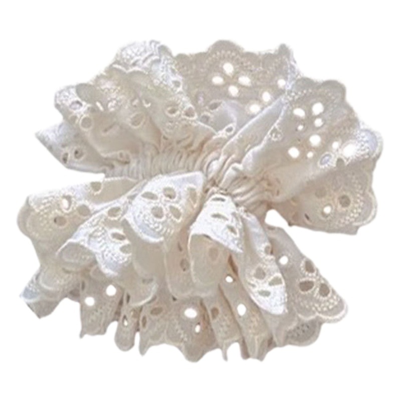 Zhao Lusi, el mismo estilo de encaje, encaje, intestino de cerdo, lazo para el cabello, cuerda para el cabeza coreana femenina, sentido de alta gama, nueva cuerda para el cabello de celebridades de Internet 2025