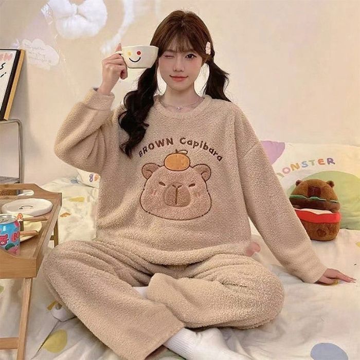 Transfronteriza Vietnam al por mayor otoño invierno pijamas franela espesa dulce caricatura calentamiento manga larga ropa para el hogar