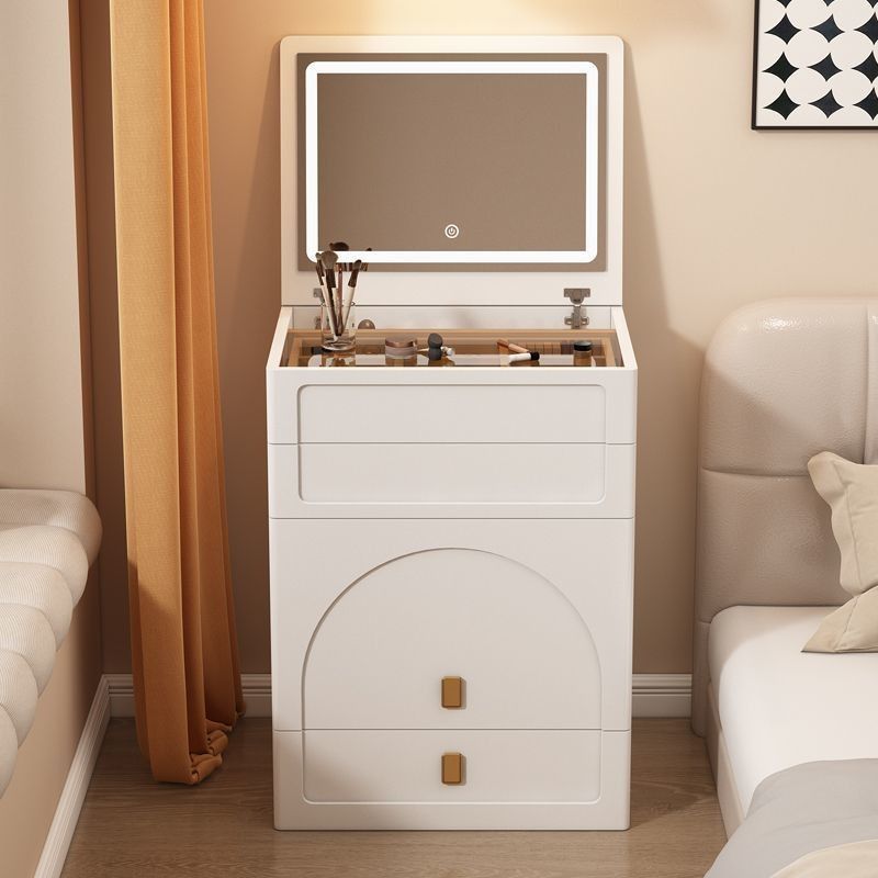 Dressing Table for Small Apartments with Flip-Top Modern Simple Bedroom Cupboard Storage Cabinet Integrated Bedside Table Solid Wood Dressing Table