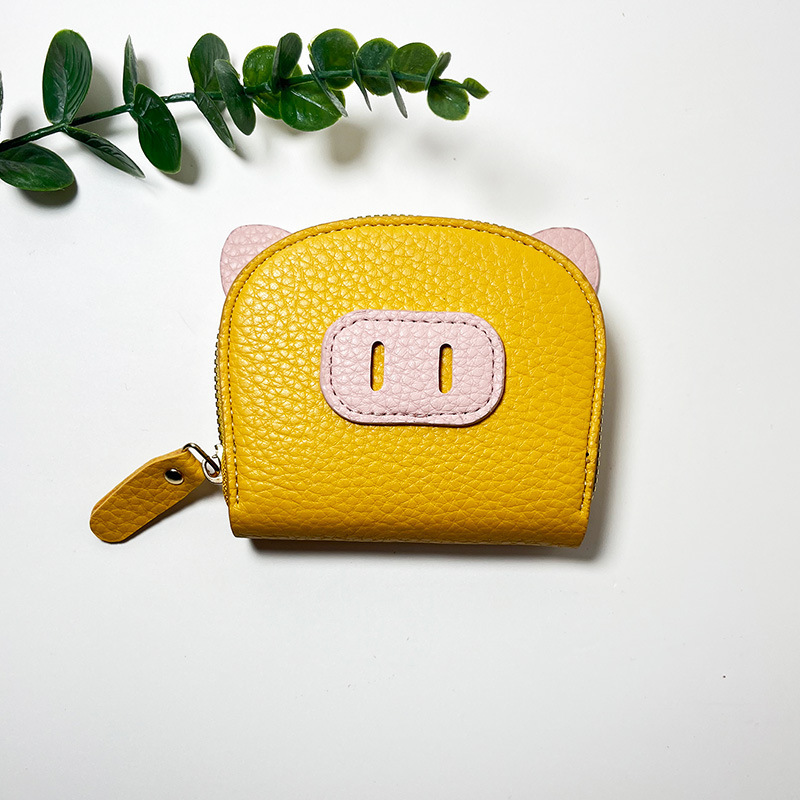 Nueva bolsa de tarjetas de órgano en línea para mujeres estudiantes ligeros cerdo cerdo cremallera multi-tarjeta cubierta de tarjetas lindas tarjetas cambio al por mayor