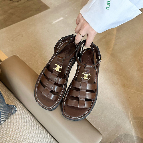 Women's Summer Korean Style Buckle Sandals, Small Chanel Style Casual Thick Sole Sandals for Women, Casual Beach Sandals