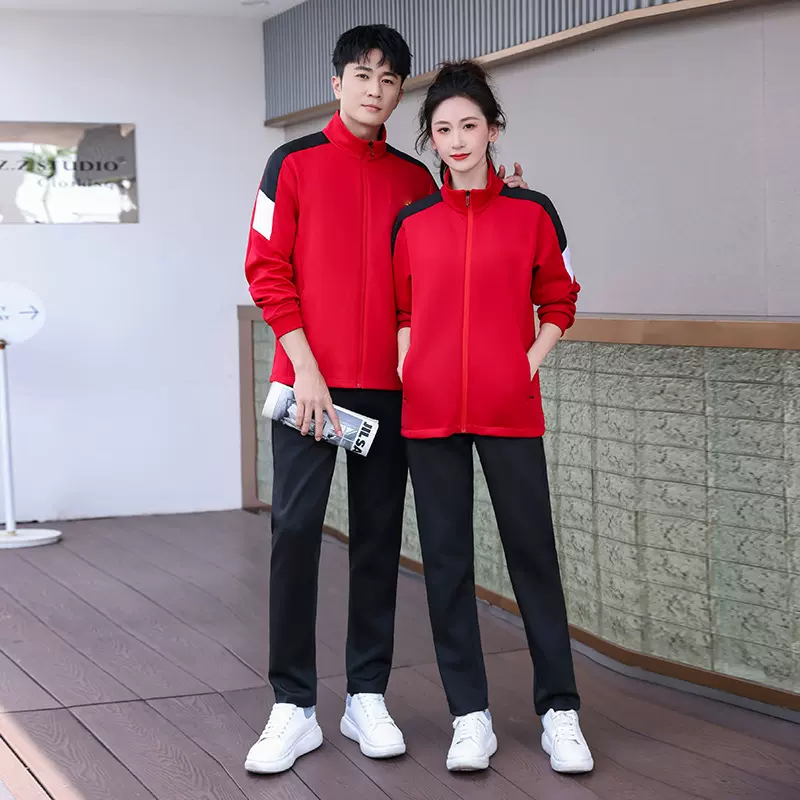 2025秋季情侣运动套装团体开衫男女运动套装春秋跑步休闲女运动服