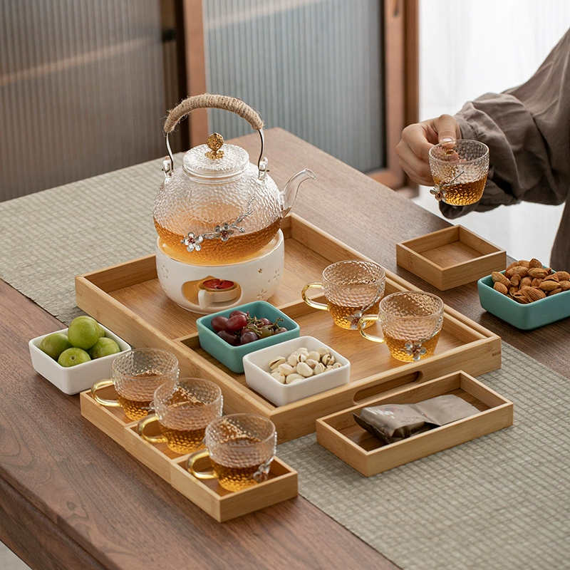 Flavored tea, teapot, set, glass explosion-proof candle for home use