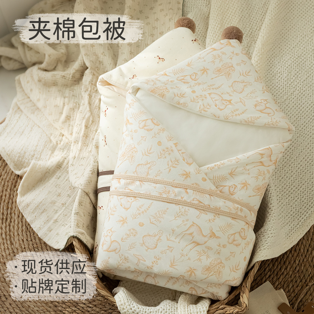 Newborn cotton swaddle blanket, Class A, for newborn babies in the delivery room, hooded baby blanket for outings