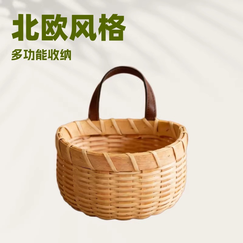 Cesta de almacenamiento de ratán para colgar en la pared, para uso doméstico, almacenamiento de llaves en la entrada, almacenamiento de cebolla, jengibre y ajo en la cocina, organizador colgante tejido a mano. image 3