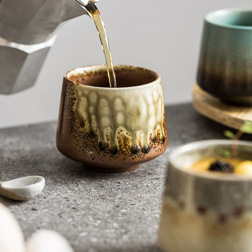 Ceramic tea cup ins creative latte cup coffee cup Japanese retro breakfast milk cup light luxury internet celebrity water cup gift