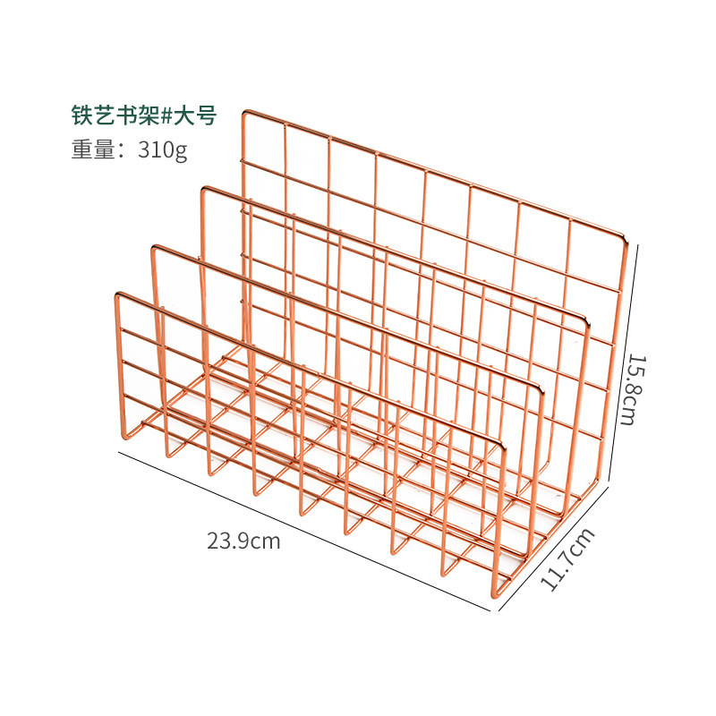 メーカー卸売北欧スタイルの鉄金属 3 グリッド本棚シンプルなブックスタンドデスクトップファイルブック整理と収納|undefined