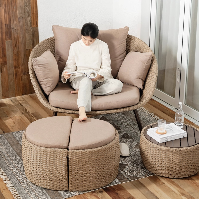 Mesa y silla de balcón, silla de caña, silla de caña, mesa y silla de patio, combinación de té, simple mesa de té