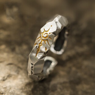 艺尚 "Wish Stone" self -discipline ring tide brand silver jewelry boys Thai silver high -level men's unique male ring