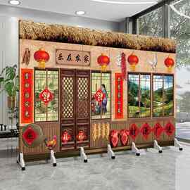屏风隔断家的味道餐厅饭店包间酒店农家乐美食厨房移动折叠背景墙