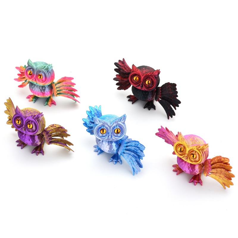 3Dプリントのフクロウの置物、手作りフィギュア、子供のおもちゃ、可動関節、工芸品、ギフト、ストレス解消、クリエイティブなストレス解消|undefined