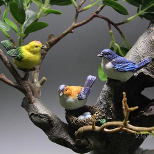 Bird Resin Export Crafts Cute Artificial Bird's Nest Gardening Bonsai Decorative Accessories Bird Eggs Micro Landscape Ornaments