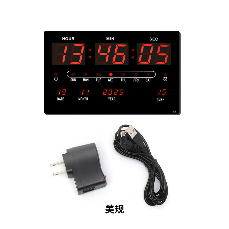クロスボーダー電子時計 デジタル大型画面LED永久カレンダー壁掛け時計 ショッピングモール壁掛け時計 温度計付き 夜光 リビングルーム用|undefined