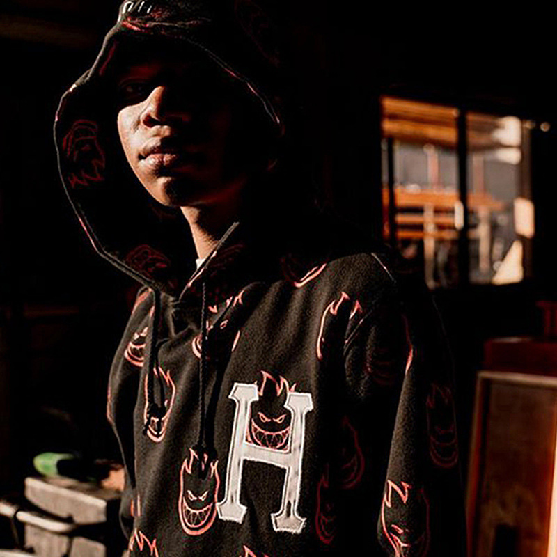 Trendy men's hip-hop American skateboard full print Little Fire Man street dance hooded casual hoodie_voghion.com