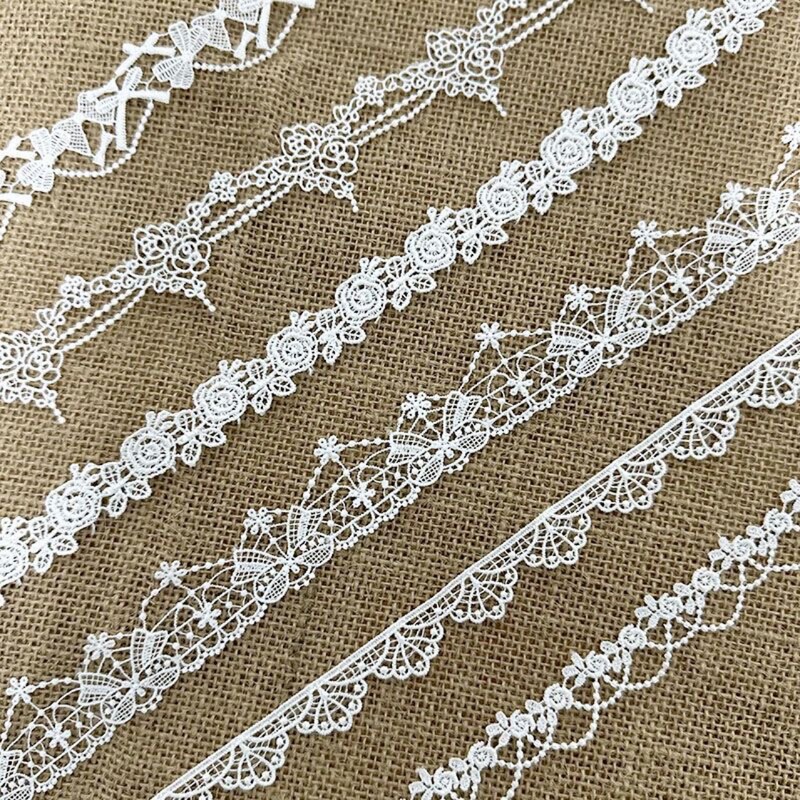 Milk silk small bar code lace black and white in stock home soft accessories DIY computer embroidery water soluble lace accessories