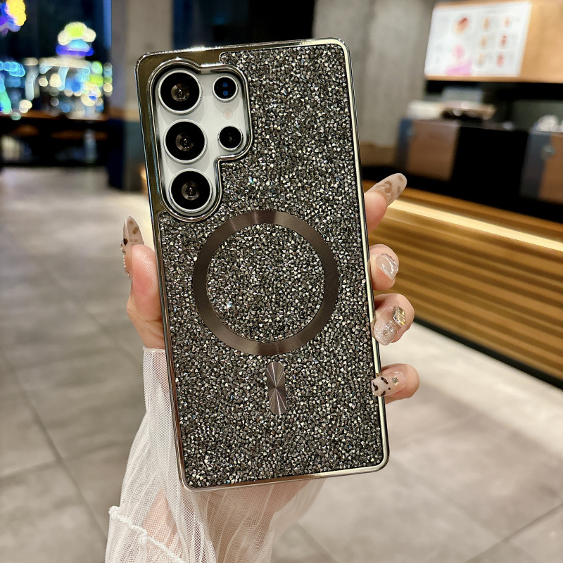 Funda Magnética Anti-caídas para Teléfono de Silicona con Diamantes para Samsung Galaxy