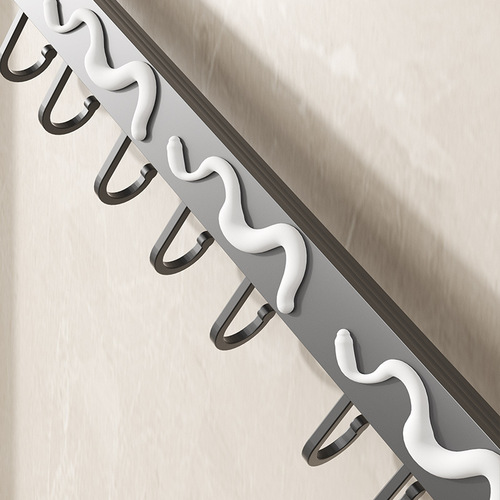 Kitchen hook rack without punching holes kitchen storage rack accessories wall-mounted multi-functional kitchen utensils spoon shovel hanging rod storage