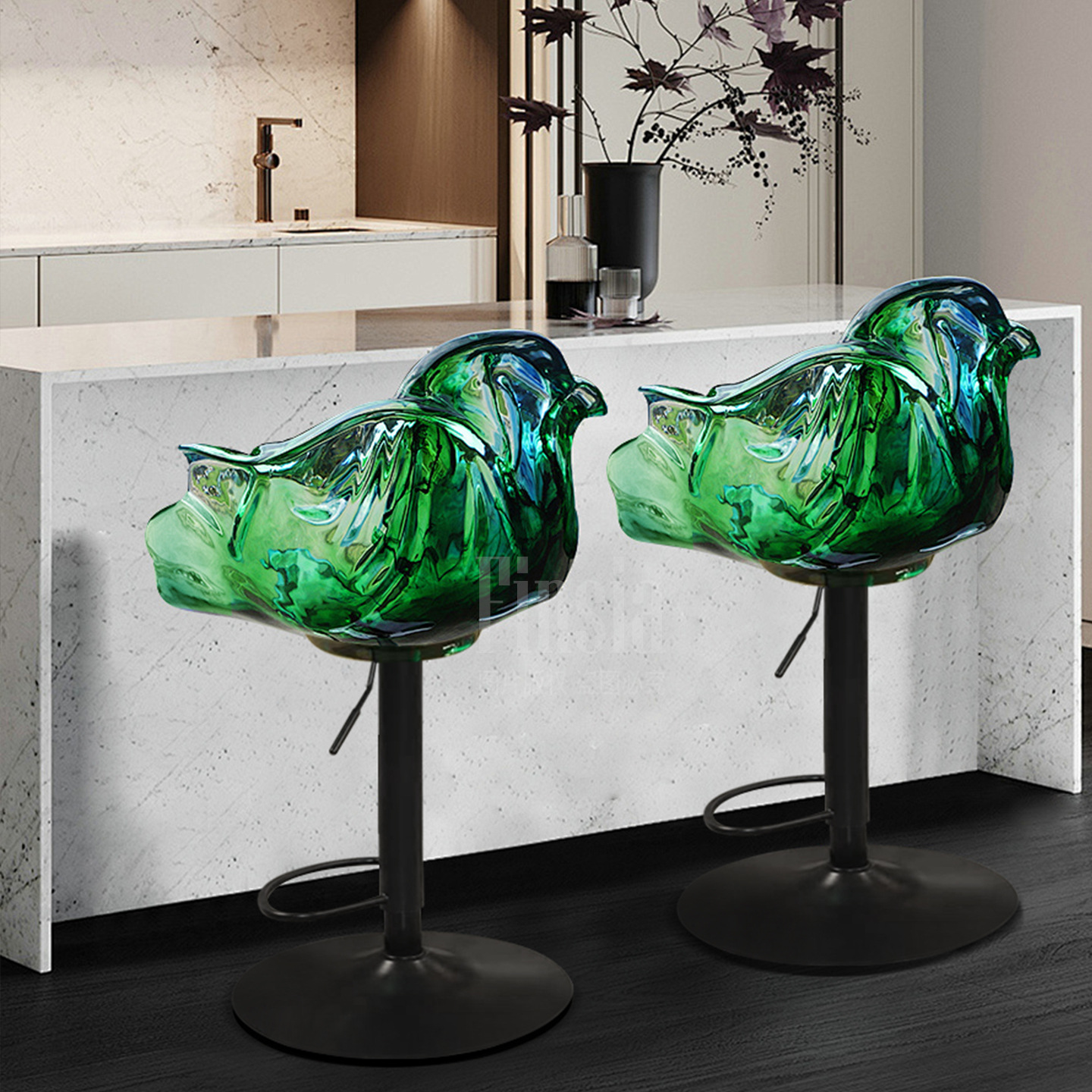 Petal Bar Chair Light Luxury Artist with Backrest High Stool Bar Chair Front Desk Cashier Island Rotating Bar Chair