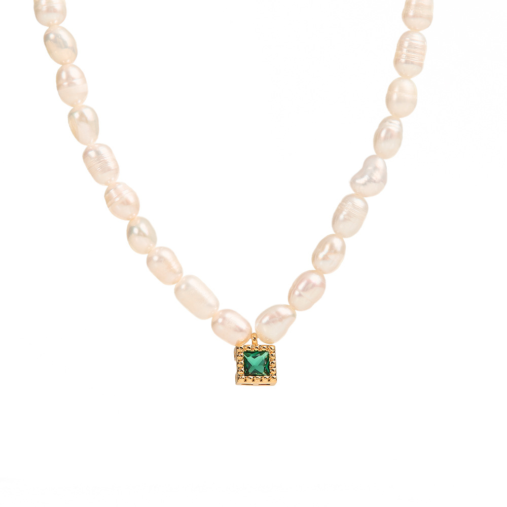 Fashion Geometric Stainless Steel Inlay Zircon Pendant Necklace 1 Piece