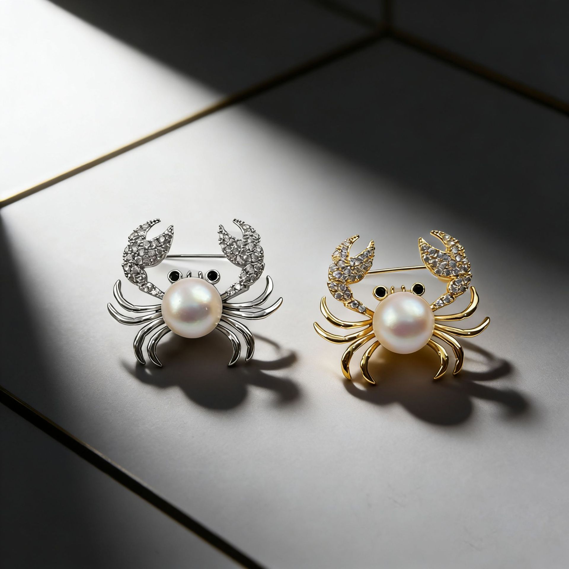 New Fashionable Imitation Pearl Crab Brooch with Unique Design, Versatile Micro-Inlaid Zircon Brooch, High-End and Elegant Clothing Accessory