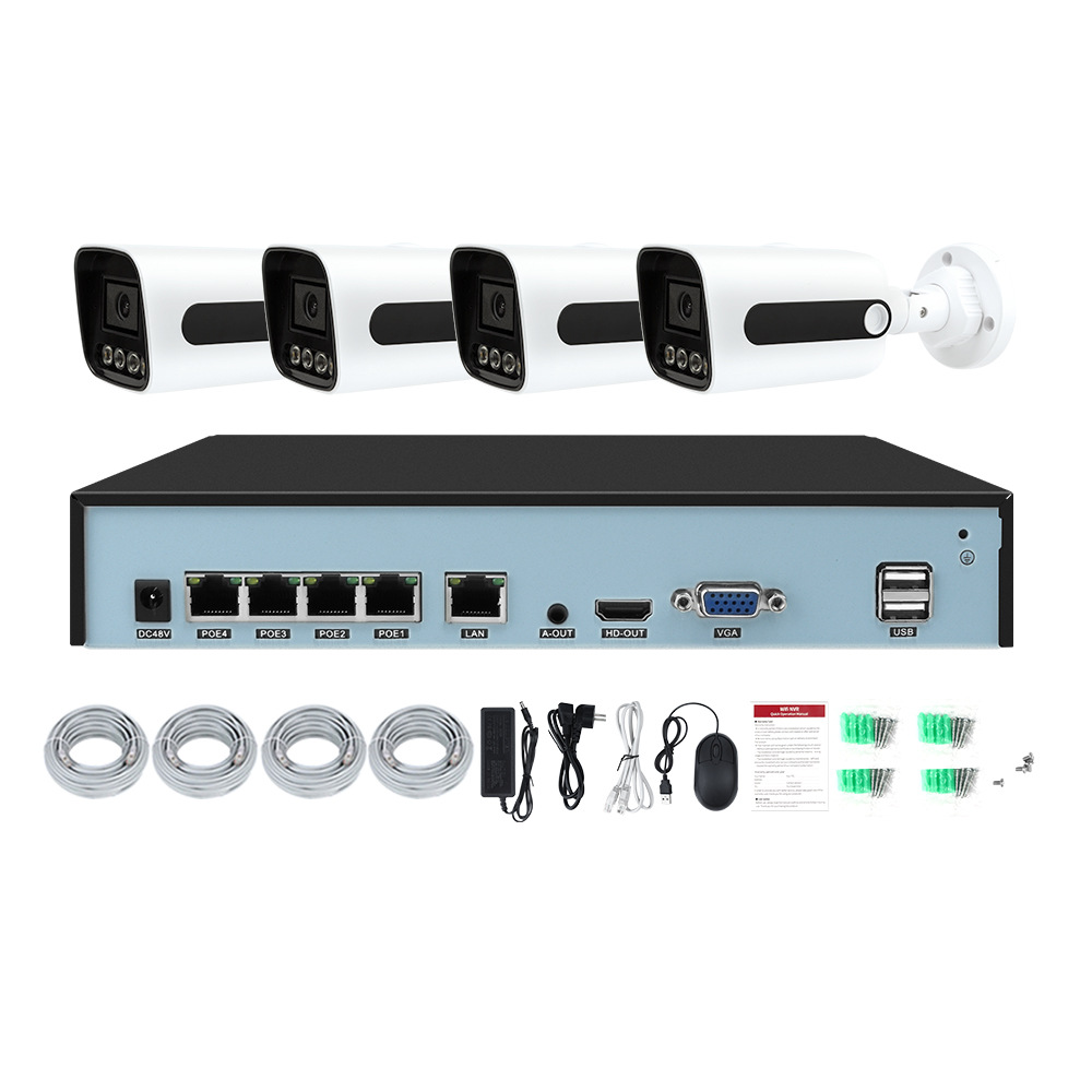4-channel POE surveillance camera kit, 4K, night vision, waterproof