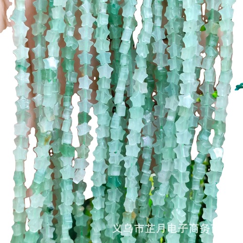 4mm6mm five-pointed star red agate green east forest pink crystal spot lapis lazuli jewelry DIY accessories semi-finished loose beads