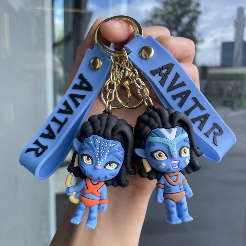 可爱蓝色精灵钥匙扣阿凡达公仔娃娃机包包挂件汽车钥匙链小礼品|undefined