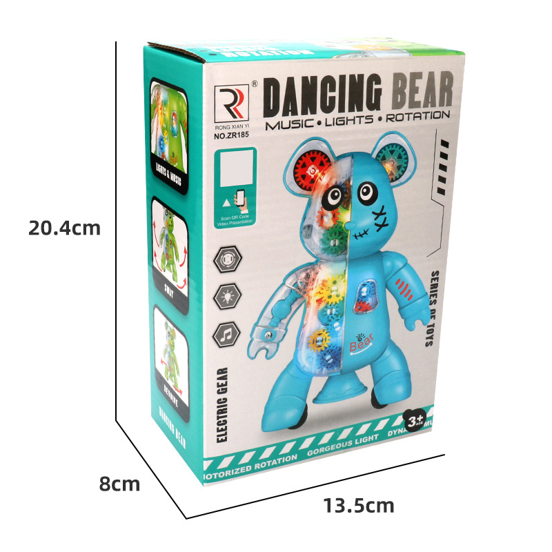 Transfronterizo comercio exterior eléctrico danza engranaje osos luz de música 360 rotación de dibujos animados osos juguetes para niños y niñas al por mayor