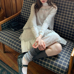 芝士日设计感烟灰蝴蝶流苏罩衫秋季通勤叠穿小众绝美连衣裙套装女