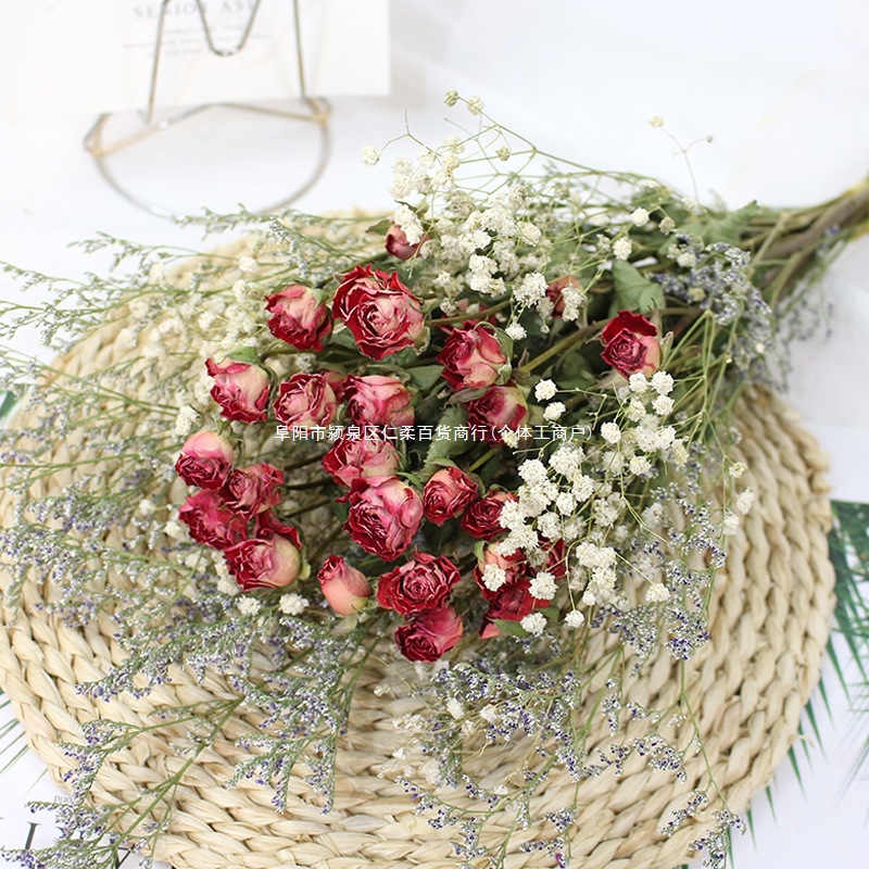 蔷薇多头小玫瑰花束云南真花家居插花摆设装饰民宿服装店网红干花