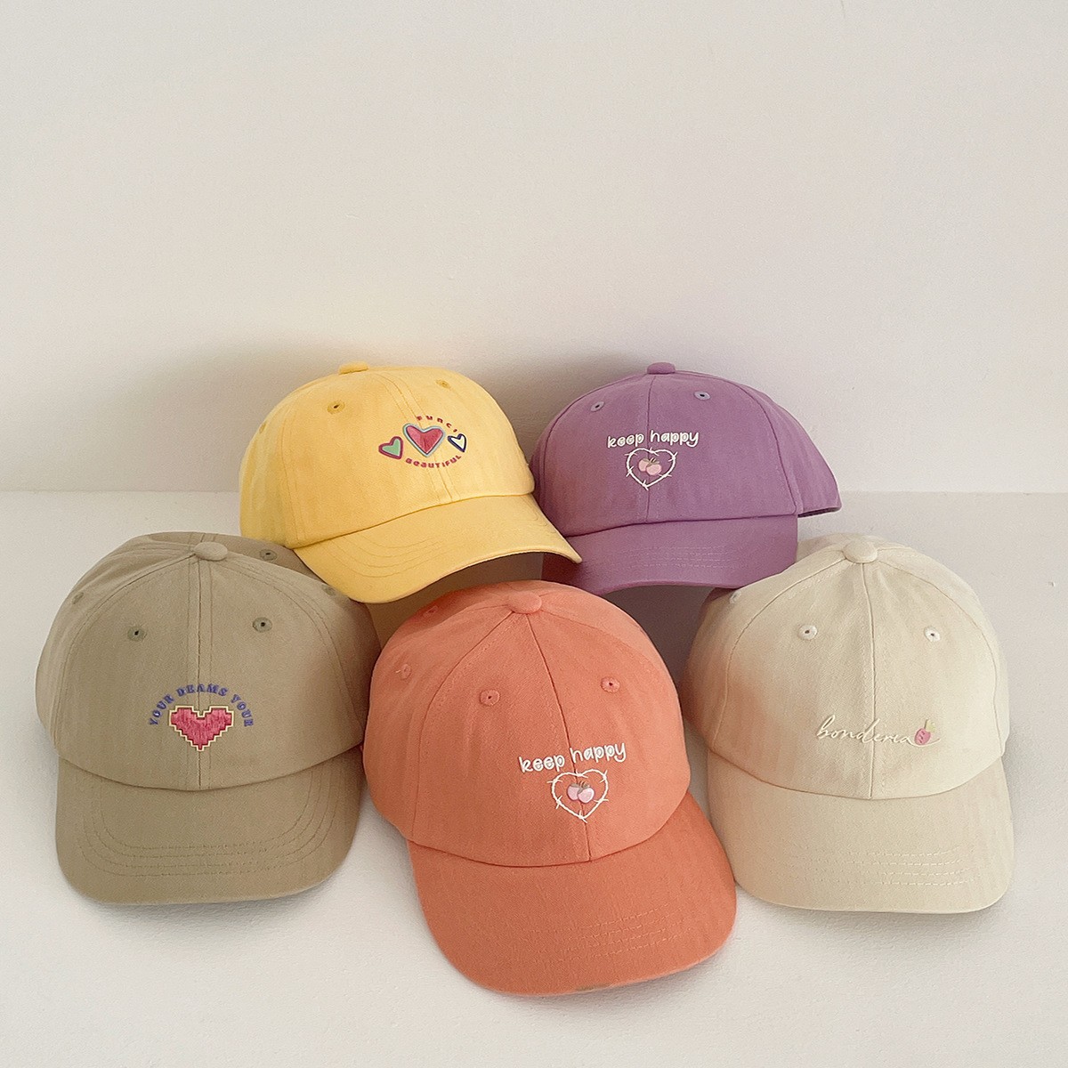 Sombreras de béisbol de amor, niñas y niñas, cabeza pequeña, cara pequeña, gorra coreana, sombrero de verano, sombrero de boca de pato lavados