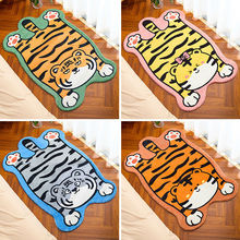 卡通萌趣可爱老虎仿羊绒地垫浴室吸水地毯卧室门口防滑脚垫批发