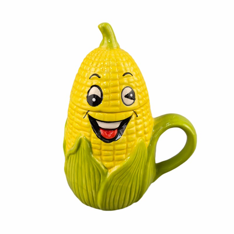 Cross -border creative personality Ceramic corn mug personality relief carving bizarre lemon -shaped fruit cup pineapple cup