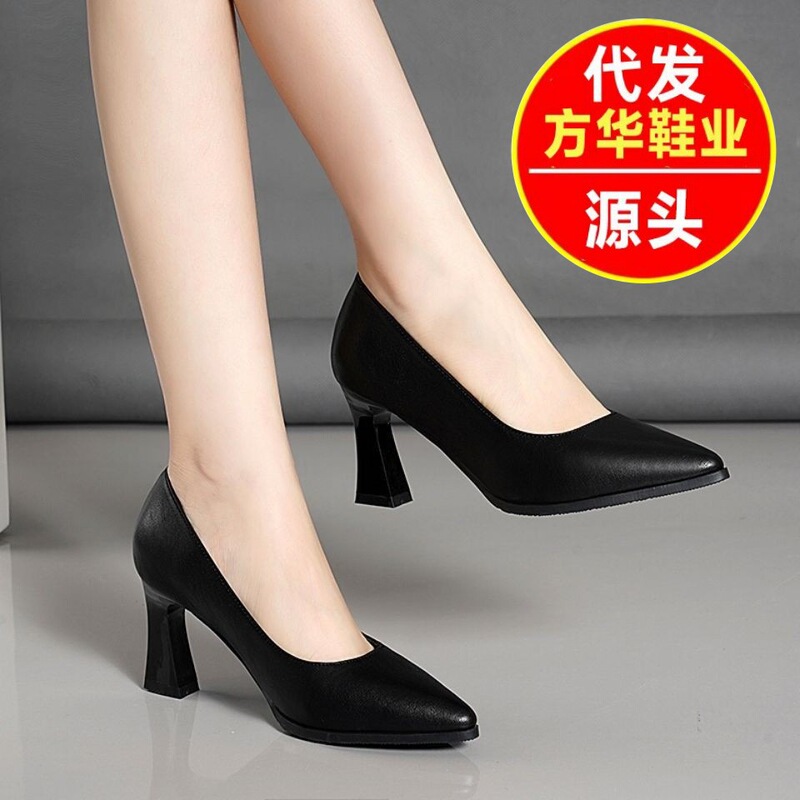 2026 Summer New Style Shallow Soft Leather Pointed Toe High Heels, Versatile Formal Work Shoes with Chunky Heels 2026 Summer New Style Shallow Soft Leather Pointed Toe High Heels, Versatile Formal Work Shoes with Chunky Heels
