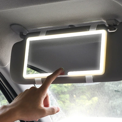 Sun visor rearview mirror with Led Light, Shatterproof Interior
