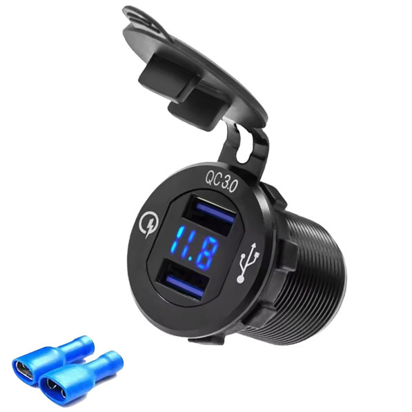 Car Rv Motorcycle Boat Modification Qc3.0 Dual USB Car Charger Mobile Phone Voltmeter Digital Display Aluminum Alloy Waterproof Car Car Rv Motorcycle Boat Modification Qc3.0 Dual USB Car Charger Mobile Phone Voltmeter Digital Display Aluminum Alloy Waterproof Car