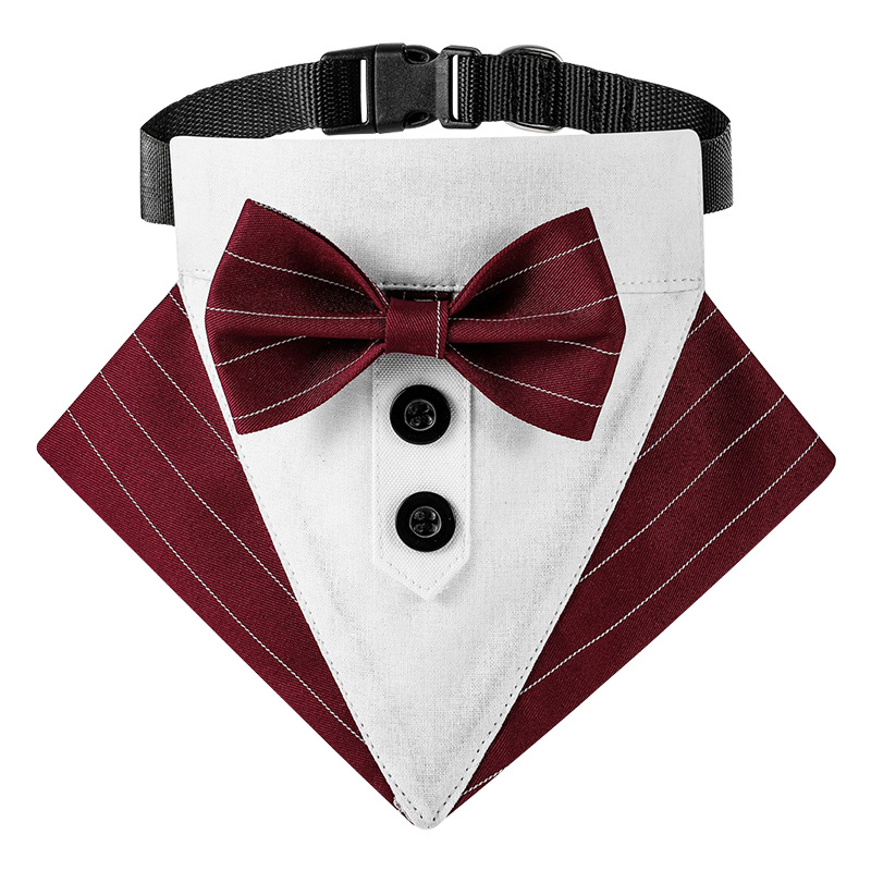 Transfronterizo nuevo rayas ropa de mascotas traje triángulo toalla guapo mascota saliva toalla boda mascota triángulo toalla