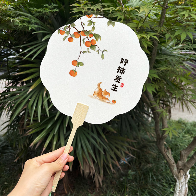 加厚漆扇漂漆专用团扇可书法带字扇子手工单制作漆扇网红水果款|undefined
