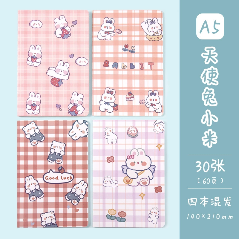 Cartoon notebook for students, book, laptop, print, scheduler