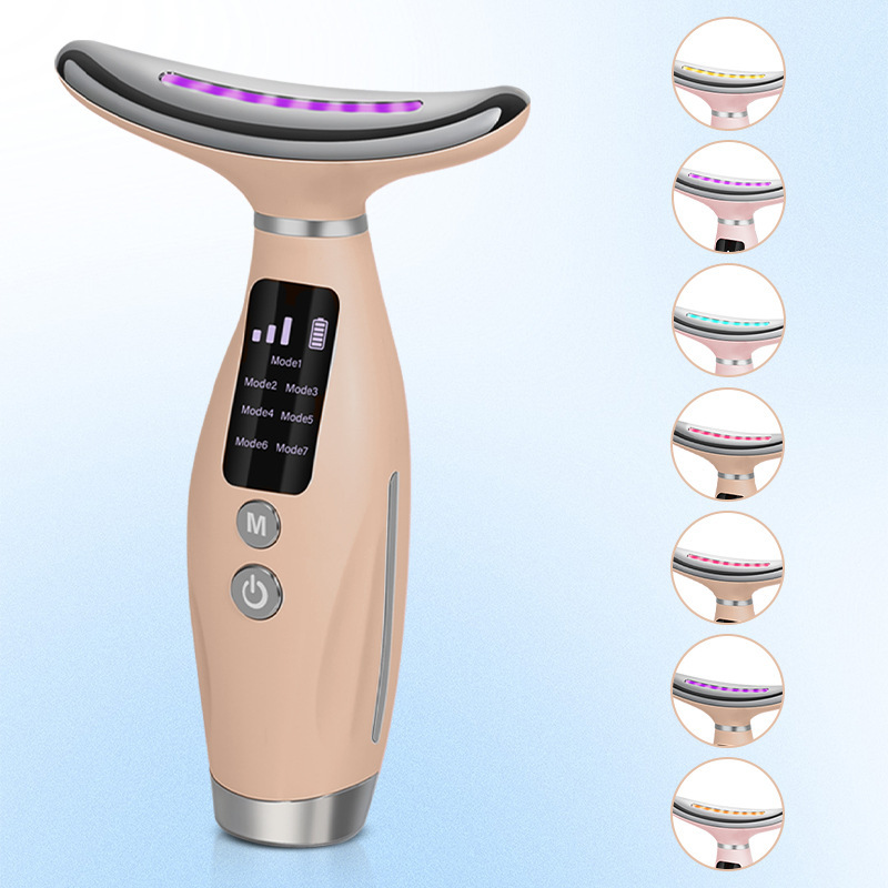 七色のカラーの光は首のマッサージ器の家庭用の熱は首の紋様の美首の器の7種類のモードの首のマッサージの充電を現します。|undefined