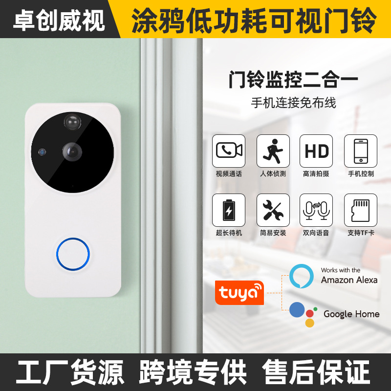 涂鸦智能 wifi可视门铃无线双向智能语音对讲家用手机监控报警