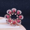 Fashionable crystal, universal brooch, cute cloak lapel pin, pin, coat, accessories, flowered, South Korea