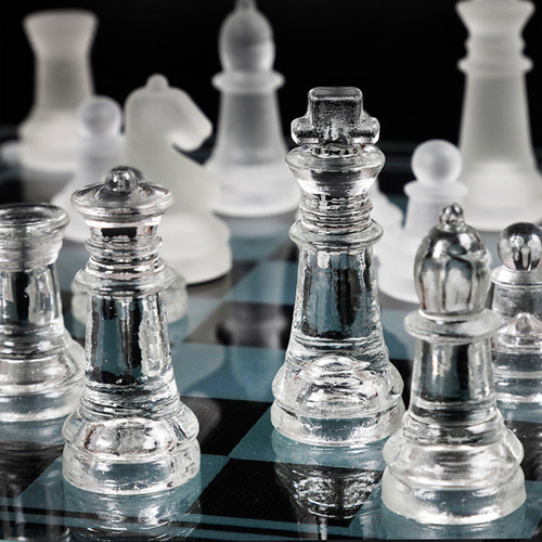 Supply 35*35cm frosted glass chess set (glass chess set) glass crystal chess set