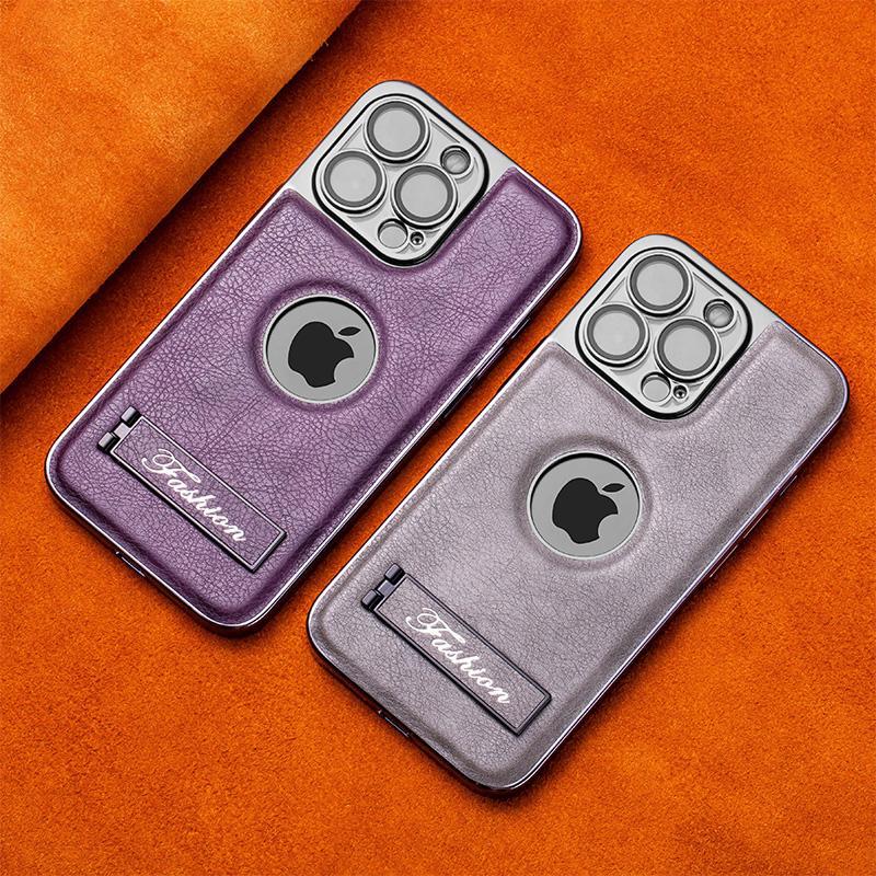 Ốp lưng iPhone 15 Pro Max da cao cấp tích hợp giá đỡ, chống rơi toàn bộ — [Giá đỡ da nhãn màu đen] đi kèm với màng thấu kính ◆◆ Quy trình mạ điện, [Giá đỡ da nhãn xanh] đi kèm với màng thấu kính ◆◆ Quy trình mạ điện, [Giá đỡ da tiêu chuẩn màu nâu] đi kèm với màng thấu kính ◆◆ Quy trình mạ điện, [Giá đỡ da nhãn màu tím đậm] đi kèm với màng thấu kính ◆◆ Quy trình mạ điện chi tiết 8