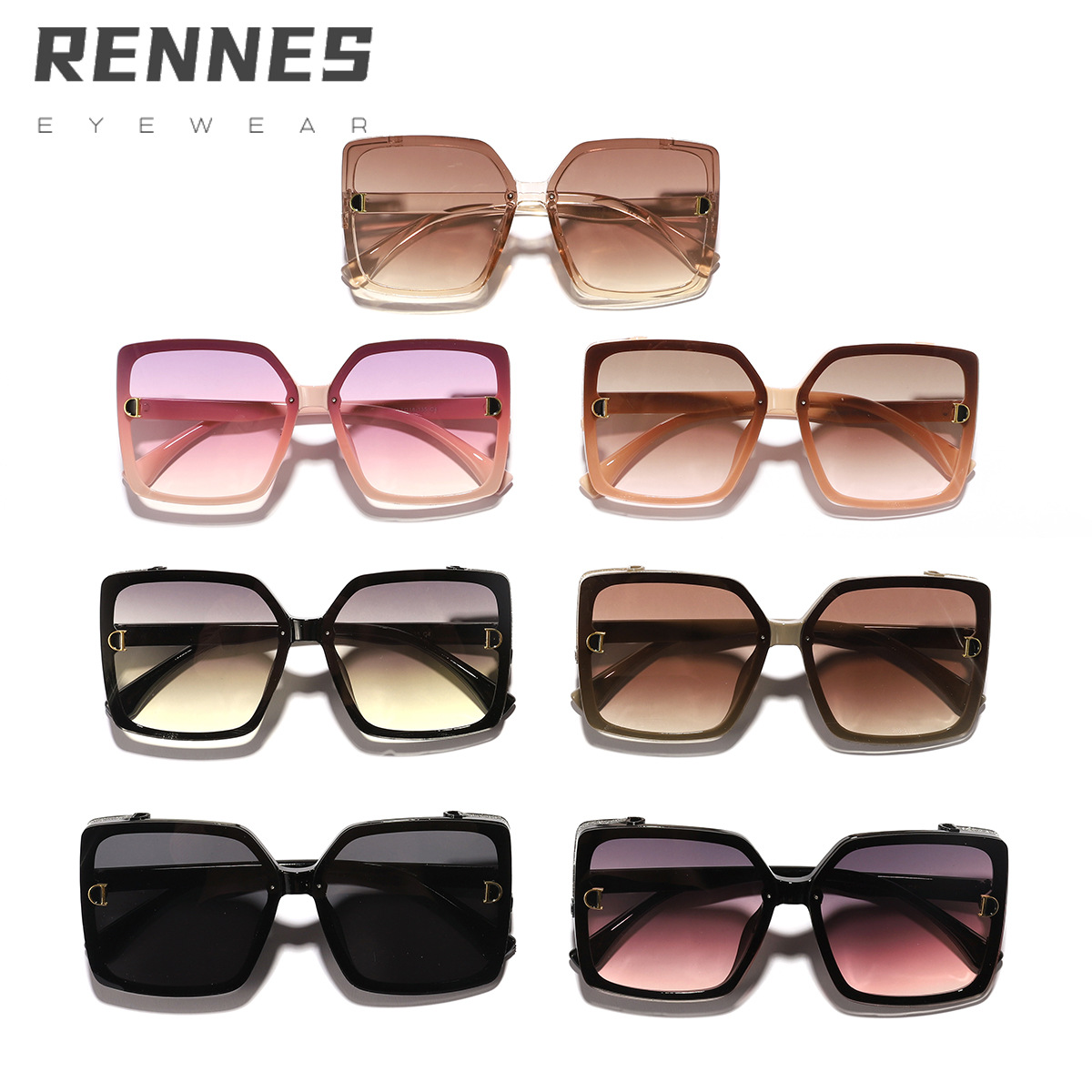 La nueva versión coreana de la letra D generoso marco cara pequeña PC gafas de sol calle moda desgaste necesario al aire libre gafas de sol