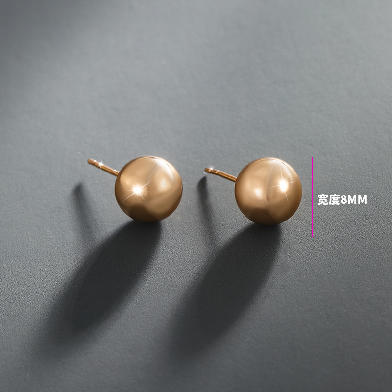 Xuping joyería 18k chapado en oro brillante ronda stud pendientes exquisitos pendientes de cuentas simples pendientes de joyería femenina al por mayor