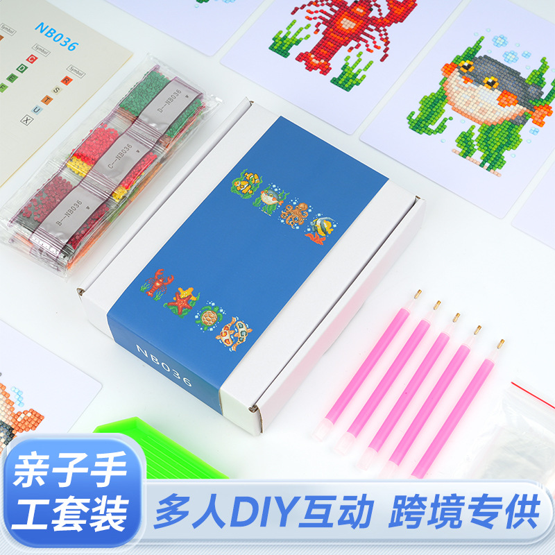 Ventas transfronterizas calientes de 5D Diamante DIY 5 * 7 pulgadas marco de dibujo de dibujos animados de cangrejo marino serie de dibujos animados pintura decorativa