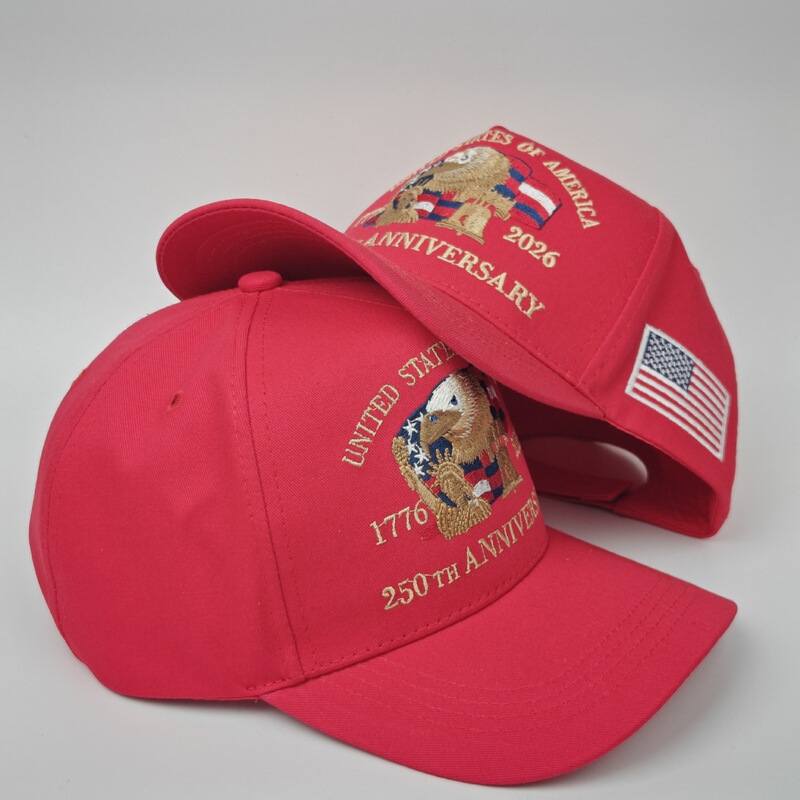 American 250Th Anniversary Commemorative Baseball Cap Red and Black Two-Tone Flag Embroidery Print American Style Simple Breathable Cap